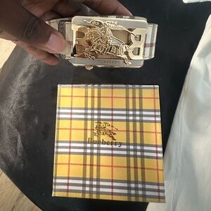 Burberry Gold and Tan Plaid Belt